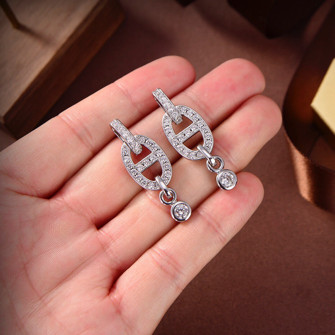 [⭐Maelin]HM CHAINE DIAMOND EARRINGS