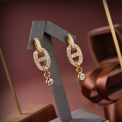 [⭐Maelin]HM CHAINE DIAMOND EARRINGS