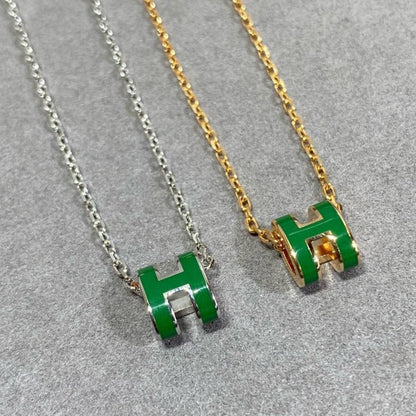 [⭐Maelin]POP H GREEN NECKLACE SILVER AND GOLD