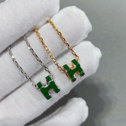 [⭐Maelin]POP H GREEN NECKLACE SILVER AND GOLD