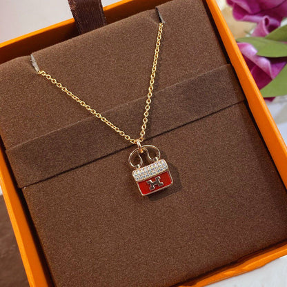 [⭐Maelin]CONSTANCE RED PEDANT PINK GOLD NECKLACE