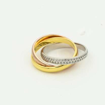 [⭐Maelin Jewelry]TRINITY RING GOLD PINK GOLD SILVER DIAMONDS