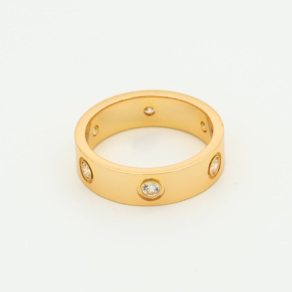 [⭐Maelin]LOVE RING 5.5MM 6 DIAMONDS PINK GOLD