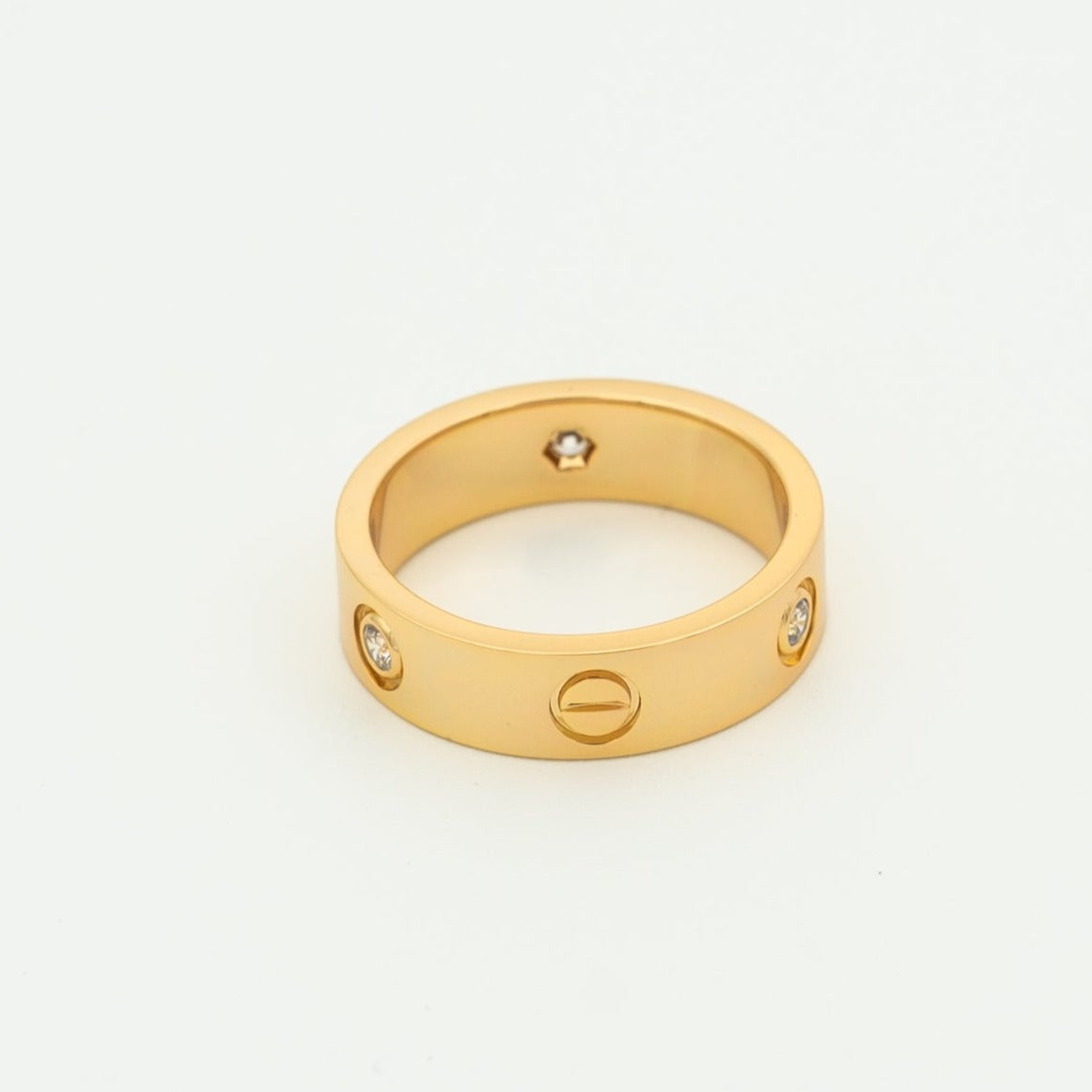 [⭐Maelin]LOVE RING 5.5MM 3 DIAMONDS PINK GOLD