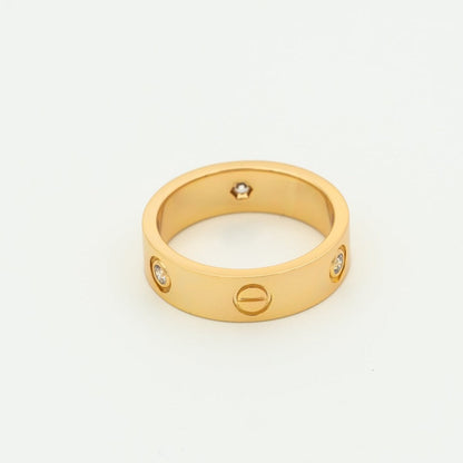 [⭐Maelin]LOVE RING 5.5MM 3 DIAMONDS PINK GOLD