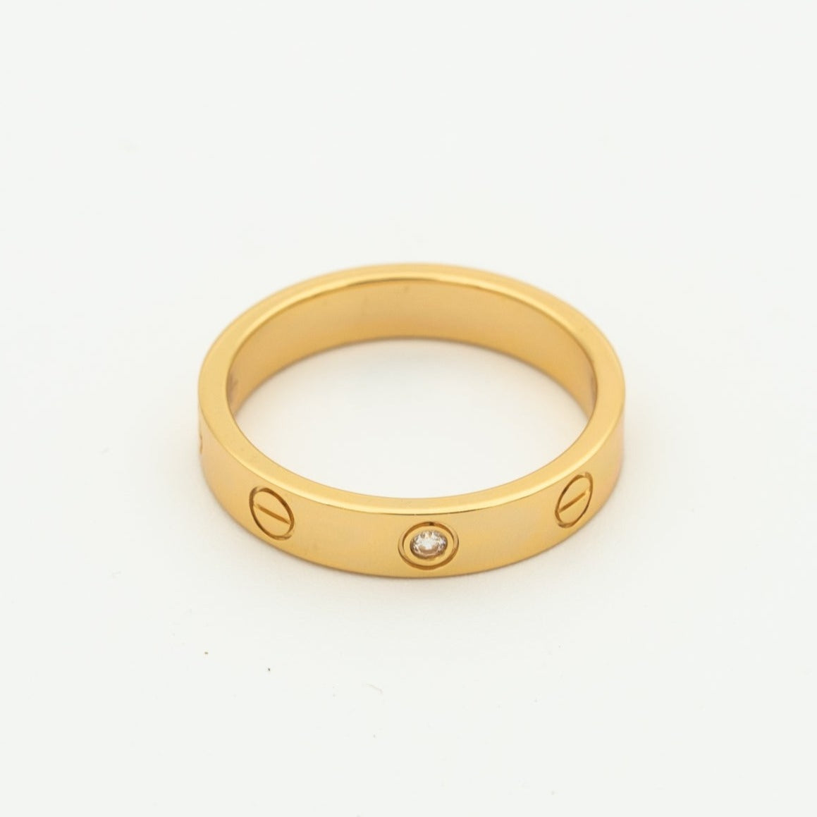 [⭐Maelin]LOVE RING 4MM 1 DIAMOND PINK GOLD