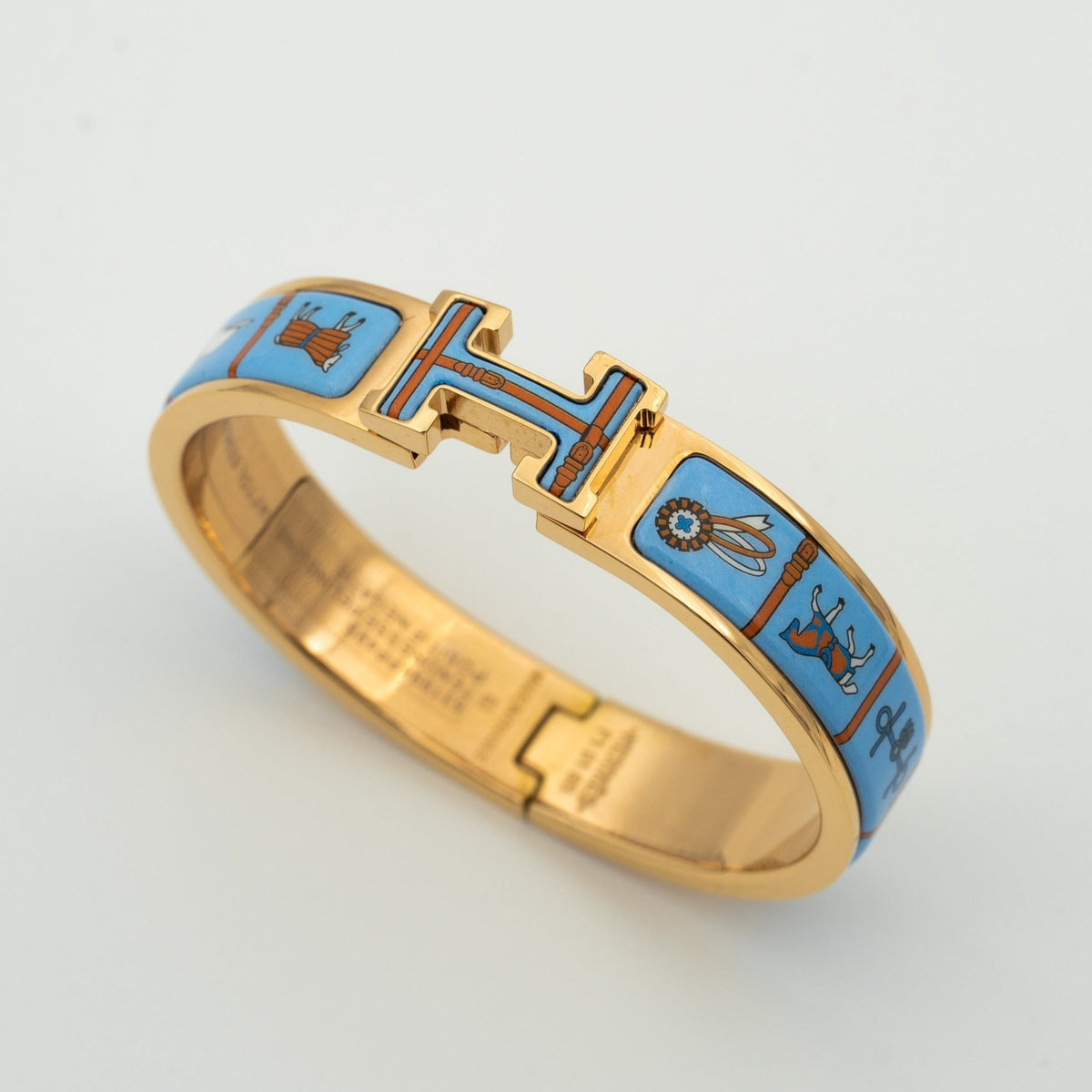 [⭐Maelin]H PINK GOLD BRACELET BLUE CERAMIC