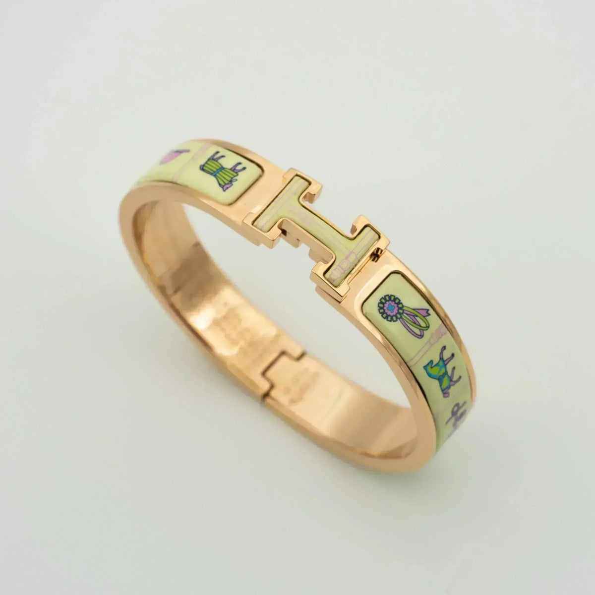 [⭐Maelin]H PINK GOLD BRACELET CREAM CERAMIC