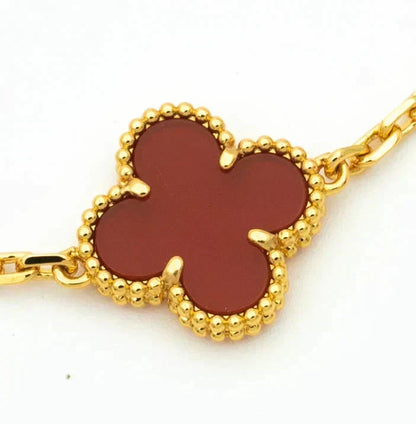 [⭐Maelin] CLOVER 5 MOTIF RED CORNELIAN BRACELET COLLECTION