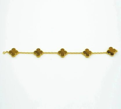 [⭐Maelin] CLOVER 5 MOTIFS TIGER EYE BRACELET COLLECTION