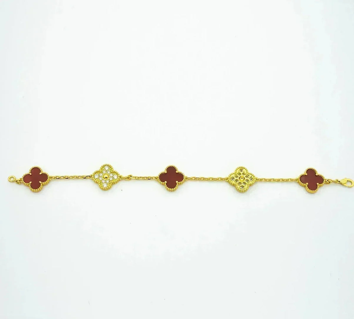 [⭐Maelin] CLOVER 5 MOTIF RED CORNELIAN BRACELET COLLECTION
