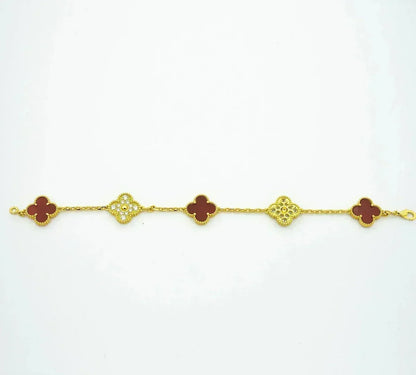 [⭐Maelin] CLOVER 5 MOTIF RED CORNELIAN BRACELET COLLECTION