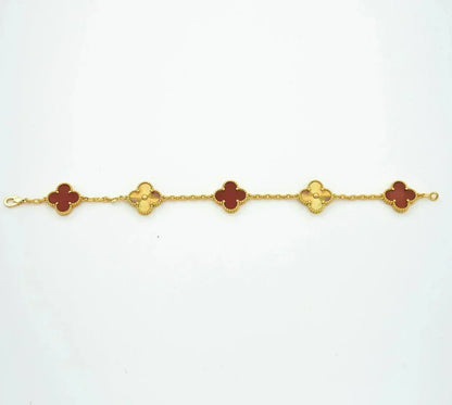 [⭐Maelin] CLOVER 5 MOTIF RED CORNELIAN BRACELET COLLECTION