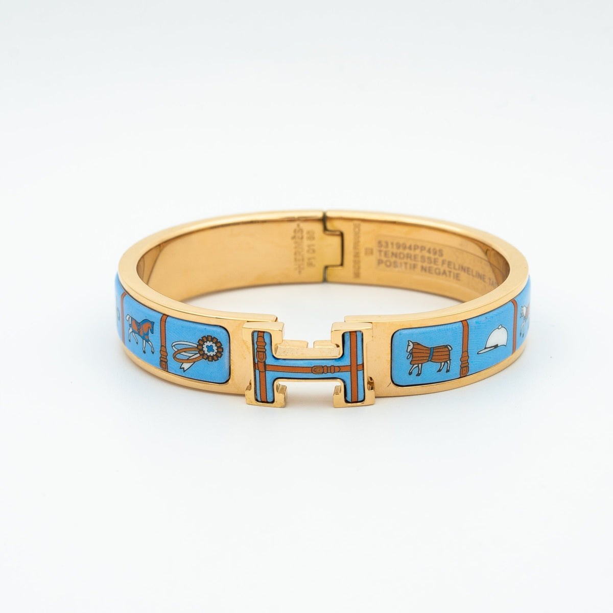 [⭐Maelin]H PINK GOLD BRACELET BLUE CERAMIC