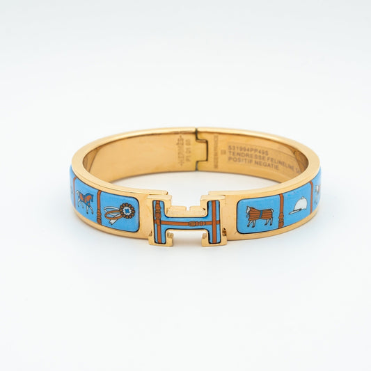 [⭐Maelin]H PINK GOLD BRACELET BLUE CERAMIC