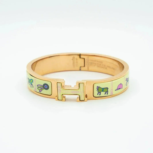 [⭐Maelin]H PINK GOLD BRACELET CREAM CERAMIC