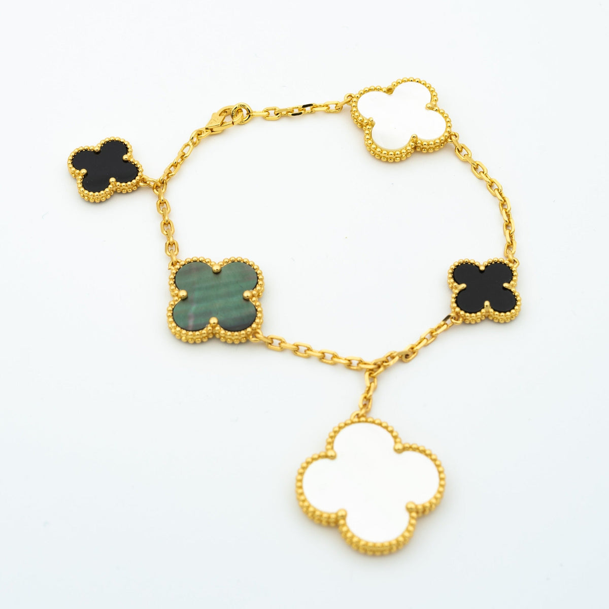 [⭐Maelin]CLOVER BRACELET 5 MOTIFS ONYX MOP