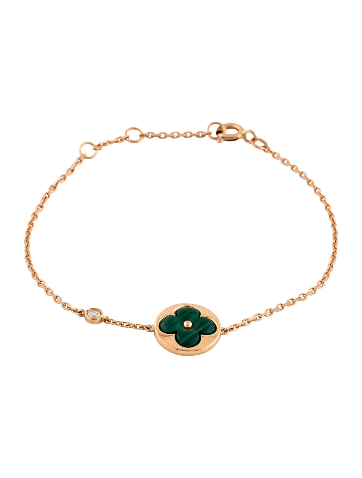 [⭐Maelin]SUN MALACHITE 1 DIAMOND PINK GOLD BRACELET