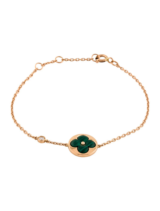 [⭐Maelin]SUN MALACHITE 1 DIAMOND PINK GOLD BRACELET