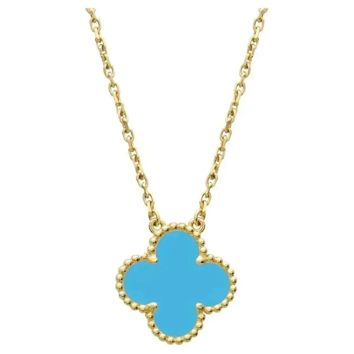 [⭐Maelin]CLOVER 15MM VINTAGE TURQUOISE NECKLACE