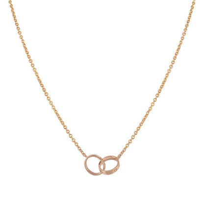 [⭐Maelin]LOVE NECKLACE DOUBLE RING PINK GOLD