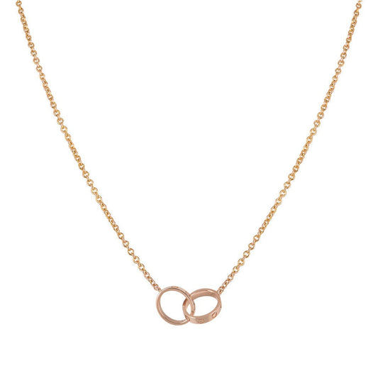 [⭐Maelin]LOVE NECKLACE DOUBLE RING PINK GOLD
