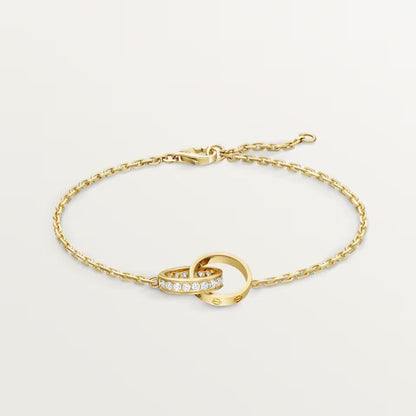 [⭐Maelin]LOVE DOUBLE RING HALF DIAMOND BRACELET
