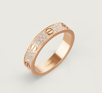 [⭐Maelin]LOVE RING 4mm-wide full-diamond ring Rose Gold