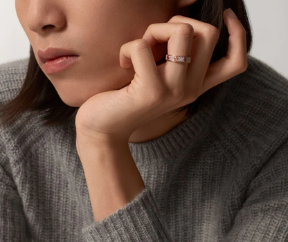[⭐Maelin]LOVE RING 4mm-wide full-diamond ring Rose Gold
