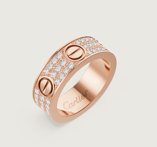 [⭐Maelin]LOVE RING 6.5mm-wide full-diamond ring Rose Gold
