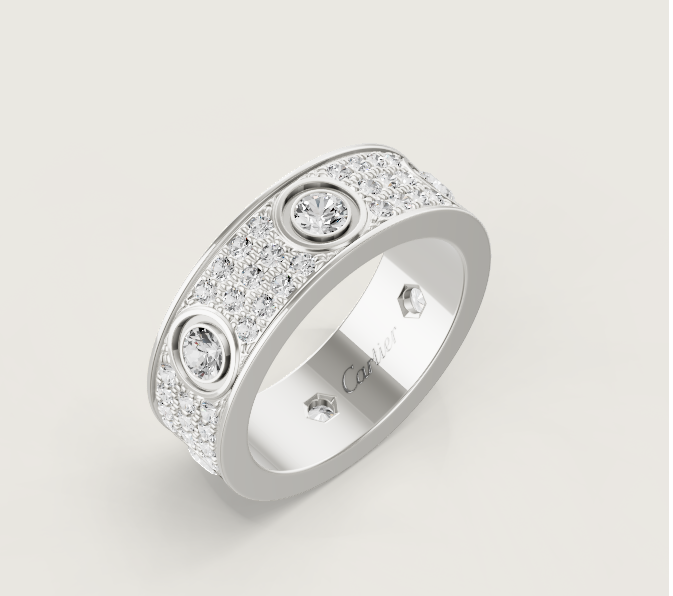 [⭐Maelin]LOVE RING 6.5MM Full Diamond, 6 Major Diamonds Silver