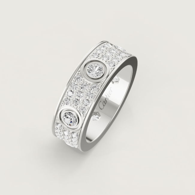 [⭐Maelin]LOVE RING 6.5MM Full Diamond, 6 Major Diamonds Silver