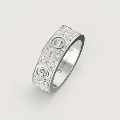 [⭐Maelin]LOVE RING 6.5MM Full Diamond, 6 Major Diamonds Silver