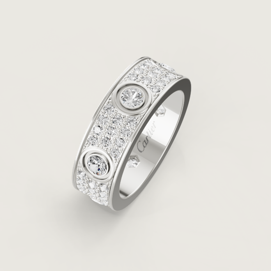 [⭐Maelin]LOVE RING 6.5MM Full Diamond, 6 Major Diamonds Silver