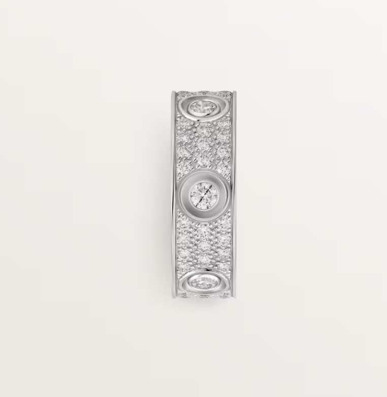[⭐Maelin]LOVE RING 6.5MM Full Diamond, 6 Major Diamonds Silver