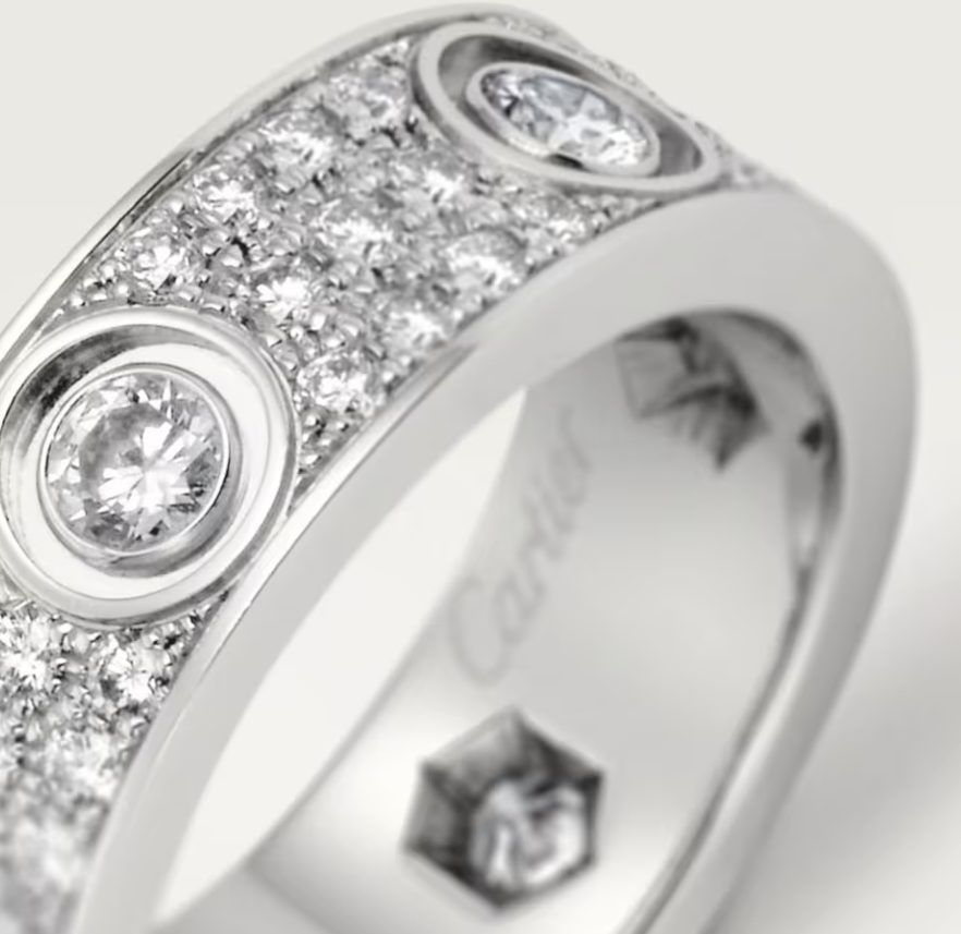 [⭐Maelin]LOVE RING 6.5MM Full Diamond, 6 Major Diamonds Silver