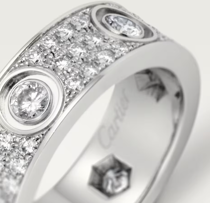 [⭐Maelin]LOVE RING 6.5MM Full Diamond, 6 Major Diamonds Silver