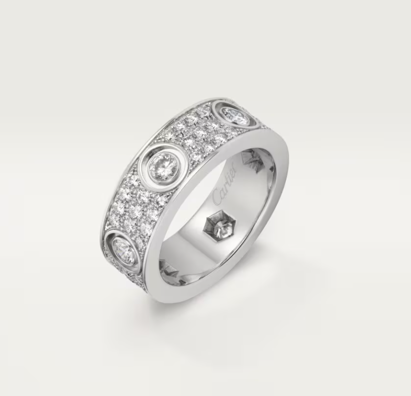 [⭐Maelin]LOVE RING 6.5MM Full Diamond, 6 Major Diamonds Silver