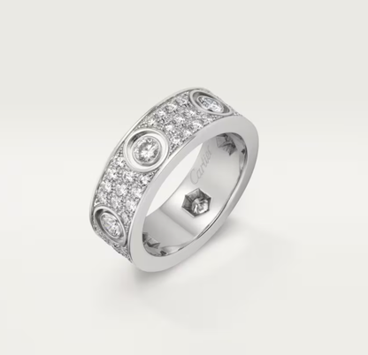 [⭐Maelin]LOVE RING 6.5MM Full Diamond, 6 Major Diamonds Silver
