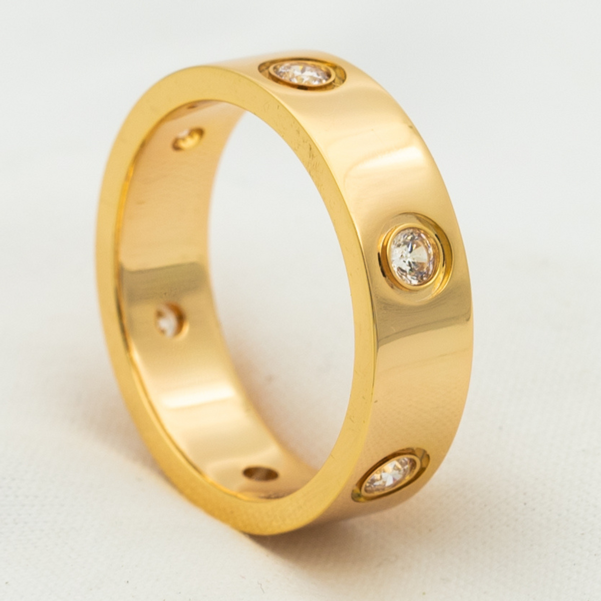 [⭐Maelin]LOVE RING 5.5MM 6 DIAMONDS PINK GOLD