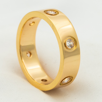 [⭐Maelin]LOVE RING 5.5MM 6 DIAMONDS PINK GOLD