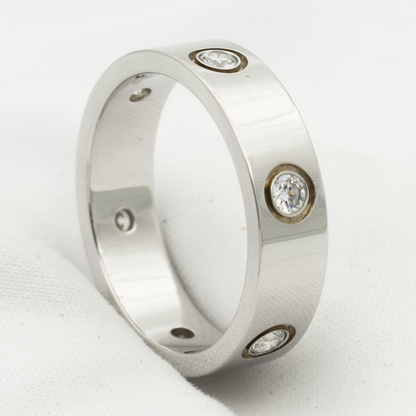 [⭐Maelin]LOVE RING 5.5MM 6 DIAMONDS SILVER