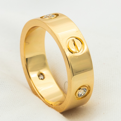 [⭐Maelin]LOVE RING 5.5MM 3 DIAMONDS PINK GOLD