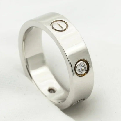 [⭐Maelin]LOVE RING 5.5MM 3 DIAMONDS SILVER