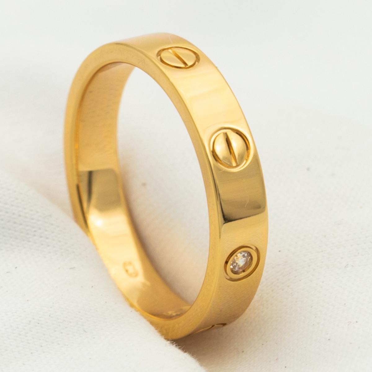 [⭐Maelin]LOVE RING 4MM 1 DIAMOND PINK GOLD