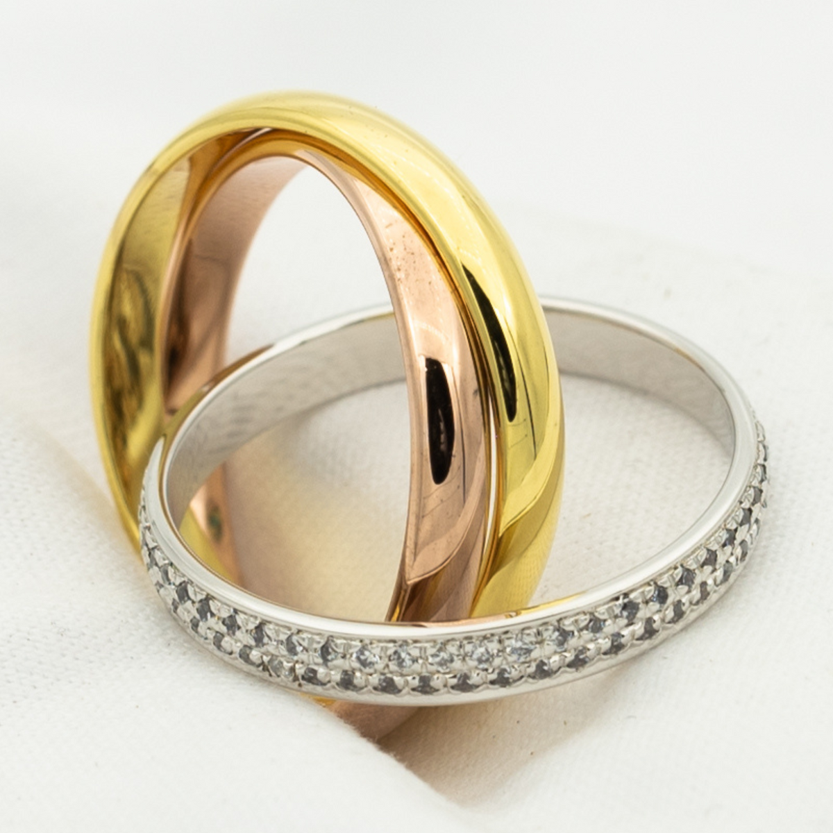 [⭐Maelin Jewelry]TRINITY RING GOLD PINK GOLD SILVER DIAMONDS