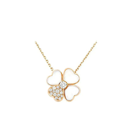 [⭐Maelin]CLOVER MOP DIAMOND ROSE GOLD NECKLACE
