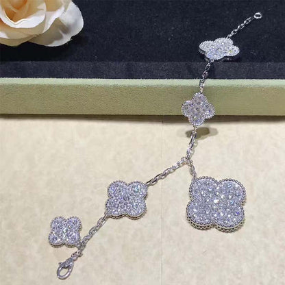 [⭐Maelin]CLOVER 6 MOTIFS SILVER DIAMOND BRACELET