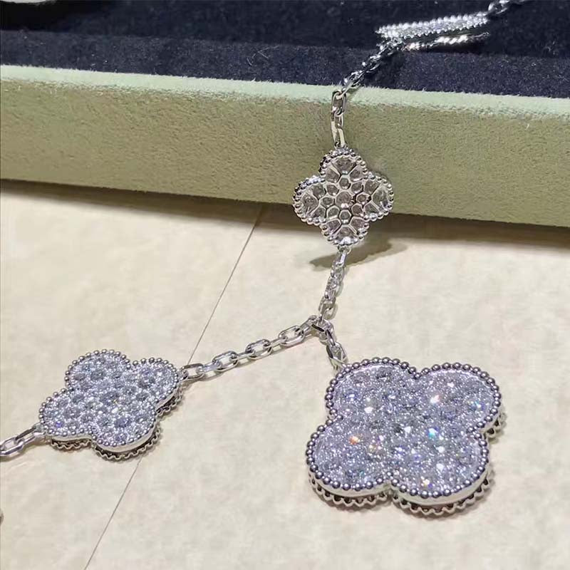 [⭐Maelin]CLOVER 6 MOTIFS SILVER DIAMOND BRACELET