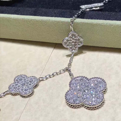 [⭐Maelin]CLOVER 6 MOTIFS SILVER DIAMOND BRACELET